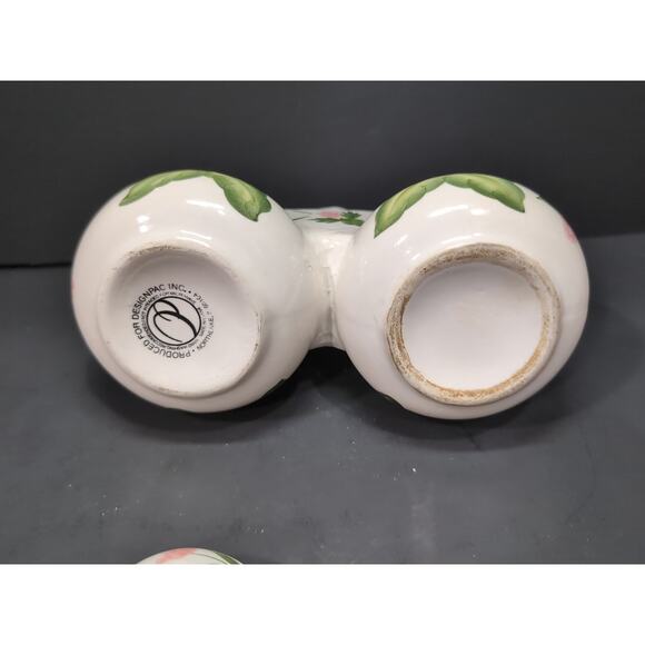 DesignPac Dual Condiment Pot, Jam Jelly Ceramic Holder, Hand Painted Berries - Picture 7 of 8